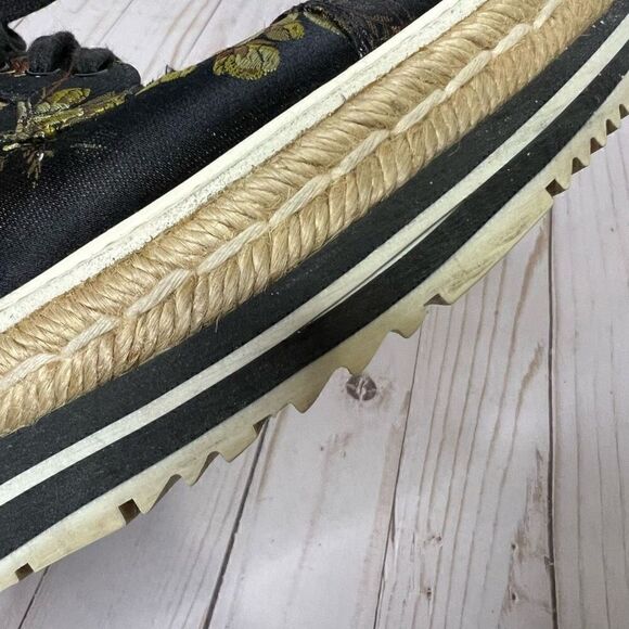 Prada Brocade Black Floral Espadrille Sneakers - Picture 6 of 11